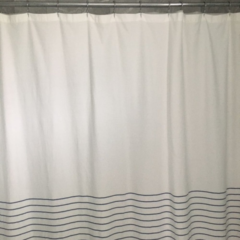 Sticky Toffee Woven Cotton Fabric White Shower Curtain